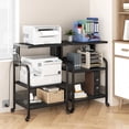 thumbnail image 3 of GloryStar 3-Tier Large Printer Stand, Mobile Cart with Power Outlets & USB Ports, Adjustable Shelf, Storage, and Lockable Wheels for Home Office, 3 of 8
