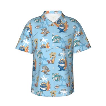 Vsdgher Chemises Hawaïennes pour Hommes à Imprimé d'Animaux Mignons Surfeurs, Boutonnées, Tropicales, de Vacances à la Plage, Vêtements de Vacances -XX-Grand