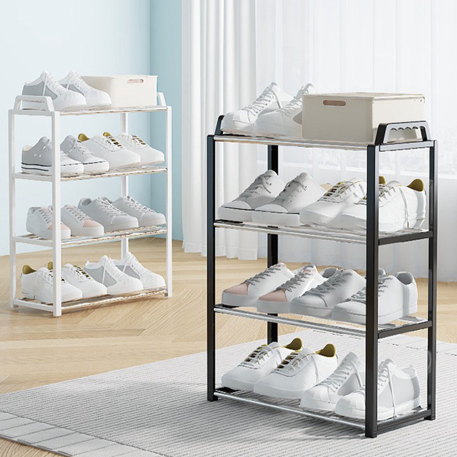 Sentmoon Shoe Rack for Front Door Entrance Shoe Rack for Dorm Shoe Rack Shoe Rack Organizer Four Tier Shoe Rack Daily Use Bedroom Closet Entryway Bedroom for Shoes and Boots