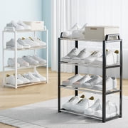 MTBLYS 4 Tier Shoe Rack Organizer Plastic Stackable 21X16.5X7.3 Inch Storage Rack Entryway Hallway Closet Bedroom
