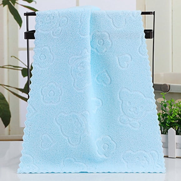 Up to 65% Off! Gspmoly Five-Color Bear Embossed Plain Face Towel Soft Absorbent Cleansing Bath Towel up to 65% Off