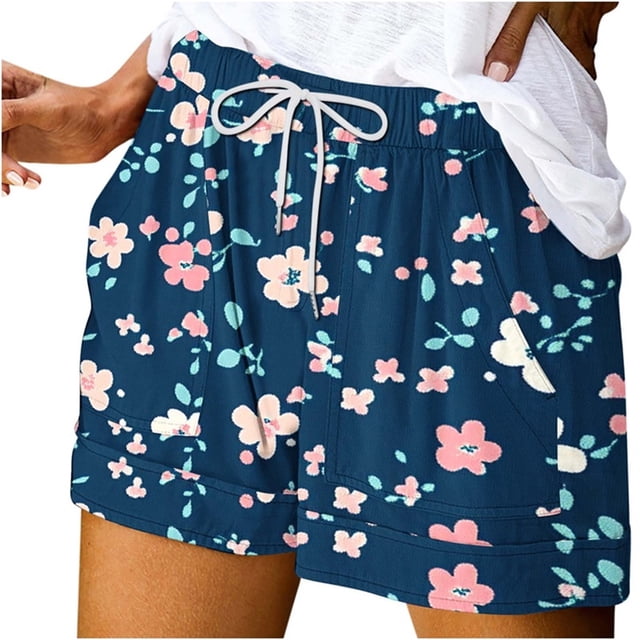 Shorts à Bandage Imprimés d'Été pour Femmes avec Poches, Pantalons Décontractés