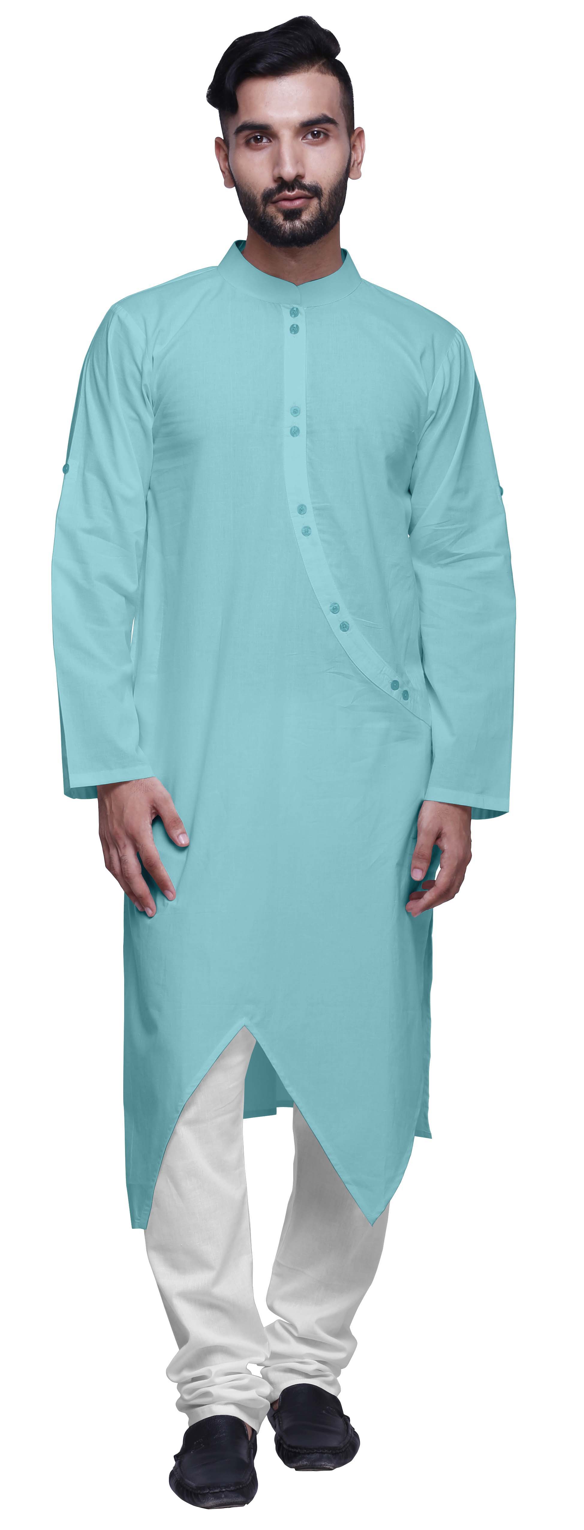Atasi Indian Button Down Shirt Chinese Collar Long Kurta For Men Ethnic Kurtas