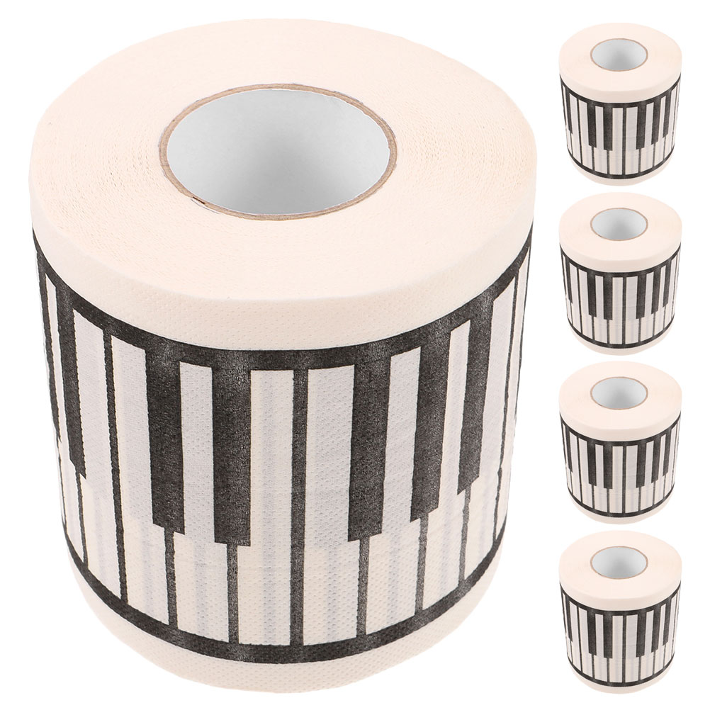 FENGGUIQU Piano Pattern Toilet Paper Rolls Soft Bath Tissue Paper for Home Bathroom Decor