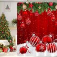 thumbnail image 4 of Todaioua Rideau de Douche avec Boucle de Suspension, Joyeux Noël Arbre avec Boules Nœud Rideaux de Douche en Tissu Imperméable Flocon de Neige d'Hiver Pin sur Rideau de Bain Rouge pour Salle de Bain, 71 Pouces x 35 Pouces, 4 of 7
