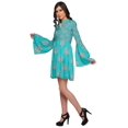 thumbnail image 3 of Moomaya Robe Plissée pour Femmes Grande Taille Robe Mini à Longues Manches Évasées, 3 of 6