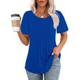 thumbnail image 2 of AherBiu Tuniques pour Femmes Amples Décontractées à Manches Courtes Couleur Unie Confortables d'Été à Col Rond Blouse T-Shirts, 2 of 7
