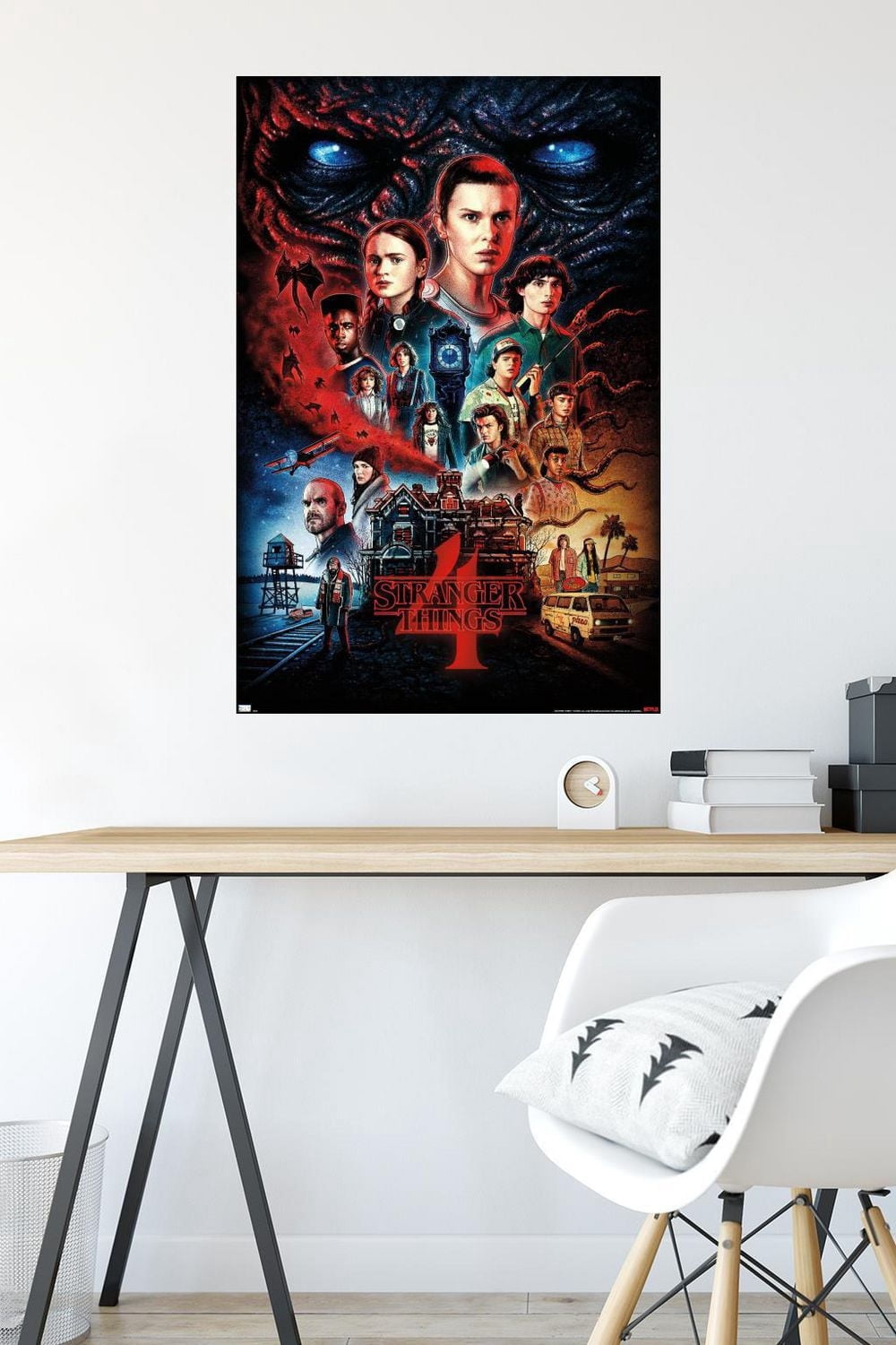 Netflix Stranger Things: Season 4 – One Sheet 22.375" x 34" Wall Poster with Beechwood Magnetic Frame, by Trends International