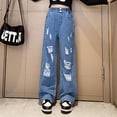 thumbnail image 2 of LYHaoo "Girls Fashionable Distressed Denim Jeans & Wide Leg Pants For Spring & Autumn" Wide Leg Pants Sizes 120 Blue, 2 of 6