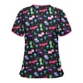 thumbnail image 2 of Heliisoer Short Women Sleeve V-neck Tops Working Uniform Cartoon Print Blouse, 2 of 3