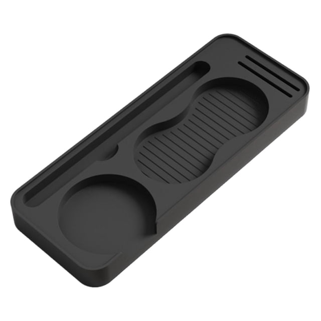 Tnarru Tapis de Compression en Silicone pour Café avec Rangement Résistant à la Chaleur Léger Polyvalent pour Porte-Filtre et Accessoires 24x9.4x2.2cm Noir