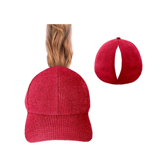 MIASHUI Women's Ponytail Baseball Cap with Magnetic Closure for Running, Tennis, and Golf, Quick-Dry Material for Comfort, Adjustable Fit for Sports Red