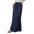 thumbnail image 1 of GPOECD Linen Maxi Skirts For Women Summer Comfortable Drawstring Waist A Line Boho Long Flowy Skirt, 1 of 7