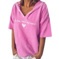 thumbnail image 1 of Mode Femme Décontractée Manches Courtes Col en V Imprimé Lettre T-Shirt Blouse, 1 of 5