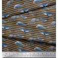 thumbnail image 2 of Soimoi Poly Georgette Fabric Stripes & Whale Fish Ocean Printed Craft Fabric by The Yard 42 Inch Wide, 2 of 5