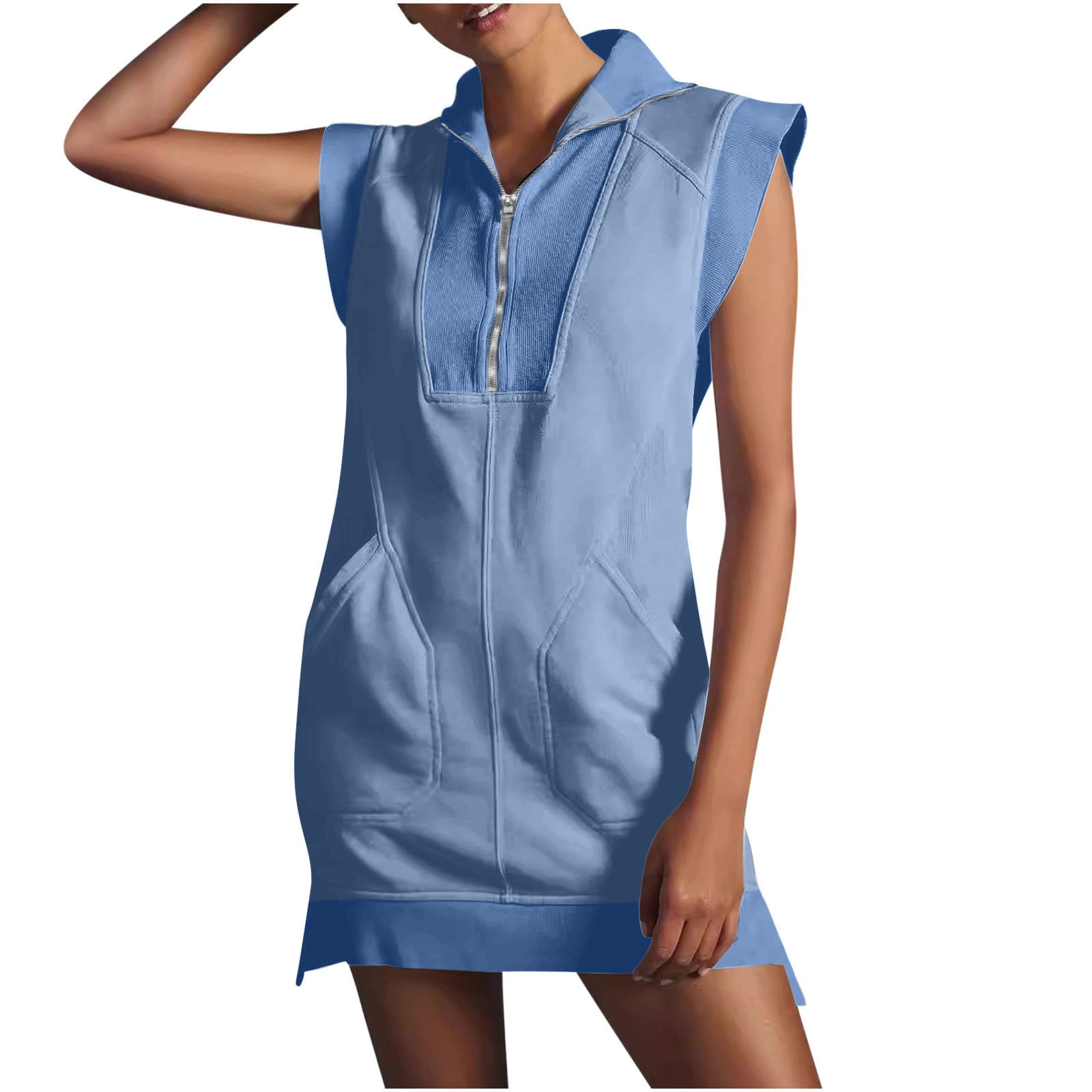 Patchwork LOVZFMLL Dresses Womens Solid Half Zip Sweatshirt Pocket Patchwork ...
