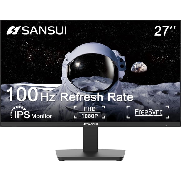 SANSUI 27 Inch Monitor, IPS 120Hz Computer Monitor Full HD 1920 x 1080P with HDMI DP Interfaces, Eye Care, Frameless, 100 x 100mm VESA Mountable (HDM