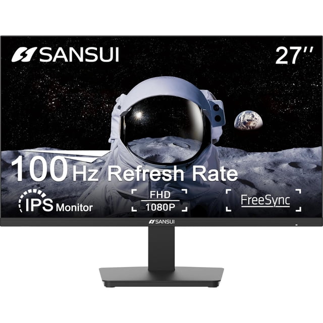 SANSUI 27 Inch Monitor, IPS 120Hz Computer Monitor Full HD 1920 x 1080P with HDMI DP Interfaces, Eye Care, Frameless, 100 x 100mm VESA Mountable (HDM
