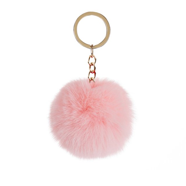 pitrice Fuzzy Ball Keychain Supple Comfortable Lovely Key Rings Adorable Practical Key Chains Women for Children Adults Elderly Students Pink 6cm