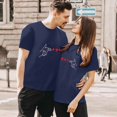 thumbnail image 2 of LUOGENLI T-shirts pour Femme pour Femmes T-Shirt pour Couple Imprimé Col Rond Manches Courtes T-Shirt 4xlt T-shirts pour Femmes T-shirts Graphiques T-shirts de la Saint-Valentin Bleu Foncé TTG, 2 of 5