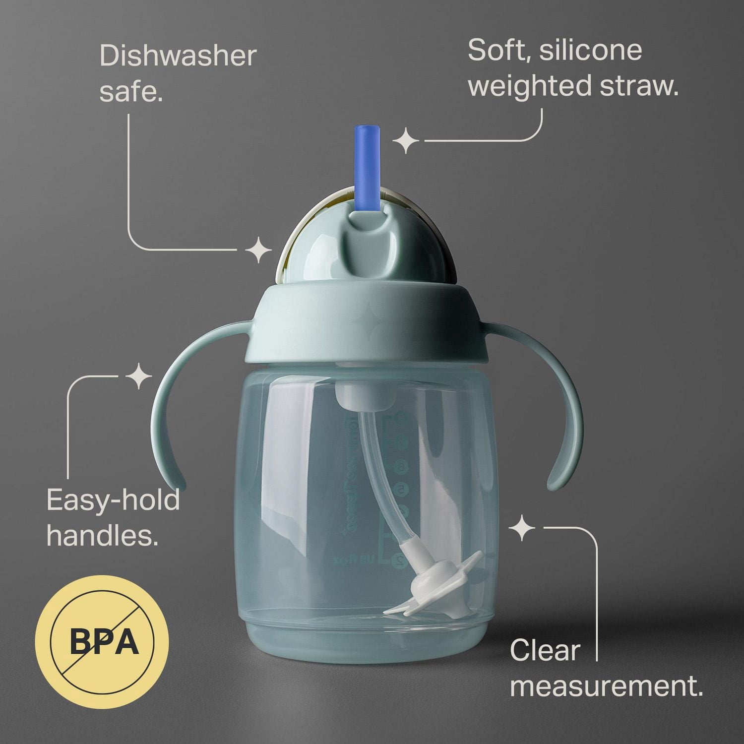 Tommee Tippee Gobelet d'Apprentissage à Paille, 8oz, 6 Mois+, Gobelet de Transition pour Tout-Petit, avec Paille en Silicone Lestée et Poignées Faciles à Saisir, Vert