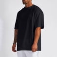 thumbnail image 2 of Men T Shirts Male Summer Pure Oversized Shirt Solid Color Large Size Short Sleeve Round Shoulder Top, 2 of 5