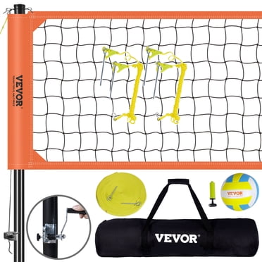 VEVOR Outdoor Portable Volleyball Net System, Adjustable Height Aluminum Poles, Professional Volleyball Set with PVC Volleyball, Pump, Carrying Bag