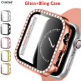 thumbnail image 1 of Apple Watch Case Series 7 45mm Bling Rhinestone Apple Watch Protective Case Bumper Frame Screen Protector Case Cover for Women Girl iWatch Series 45mm, 1 of 6