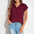 thumbnail image 2 of Timegard Tops for Women Lapel Neck Short Sleeve Flowy Tee Tops Casual Loose Comfy Shirts Summer Travel, 2 of 8