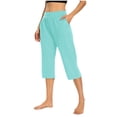 thumbnail image 4 of Timegard Capri Pants for Women 2pc Straight Leg High Waist Comfy Casual Cropped Pants Solid Color, 4 of 8