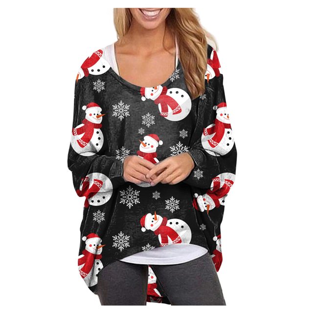 Cardigans à Manches Longues pour Femmes, Chandails en Molleton de Noël Légers à Col Rond pour Femmes, Imprimé Élan Mignon, Chemises à Manches Longues, Hauts Décontractés d'Automne en Liquidation