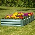 thumbnail image 2 of Sunnydaze Galvanized Steel Rectangle Raised Garden Bed - 4' x 8' - Green, 2 of 5