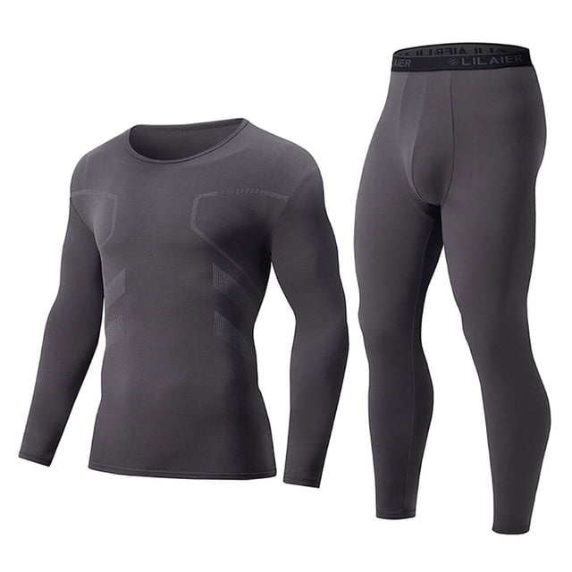 Mens Long Johns Thermal Set, Mens Solid Color Warm Thermal Underwear Set