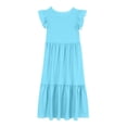 thumbnail image 4 of Huvoen Robes Mignonnes pour Femmes Été Mode Filles Été Nouvelles Manches Courtes Col Rond Robe de Couleur Unie Bleu 160, 4 of 6