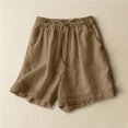 thumbnail image 2 of Summer Clearance! Womens Plus Size Pants,Summer Pants for Womens,Womens Solid Color Retro Hook Flower High Waisted Drawstring Shorts, 2 of 5