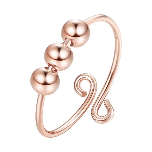 EGNMCR Rings Anxiety Fidget Women Spinning Rings With Beads Stress Relief Spinning Anxiety Ring