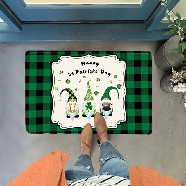 Wzzjkit St. Patrick's Day Door Mat - Super Absorbent Quick Dry Front Mats Bath Rug Rubber Backing Non Slip Washable Carpet - St Patricks Day Decorations Door Mat Outside Entrance