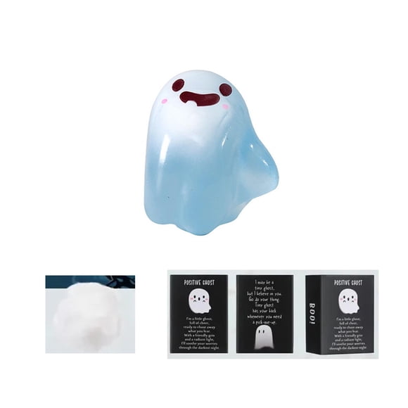 Apmemiss Liquidation dans le Noir Mini Figurines de Fantôme avec Boîte Mini Fantôme Lumineux en Résine Cartes de Remerciement de Fantôme Ensemble de Boîte de Fête