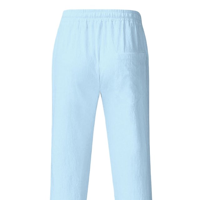 MAWCLOS Mens Trousers Drawstring Pants Solid Color Bottoms Fitted Home Elastic Waist Loungewear Light Blue 3XL