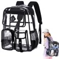 thumbnail image 1 of Clear Backpack For School PVC Transparent Bookbag For Girls Stadium Approved See Through Backpack, 1 of 9