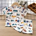 thumbnail image 2 of Akiihool Pyjama pour Enfants, Ambiance Familiale, Ensembles de Pyjamas d'Été pour Garçons, Pyjamas Courts en Coton s (Bleu, 3-4 Ans), 2 of 4