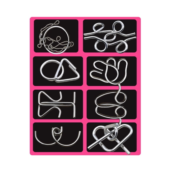 Liyamei 3D Montessori Metal Puzzle 8 Piece Metal Brain Teaser Puzzles For Adults Reverse Thinking Mind Games Metals Puzzle Ring Disentanglement With Carry Pouch For Party