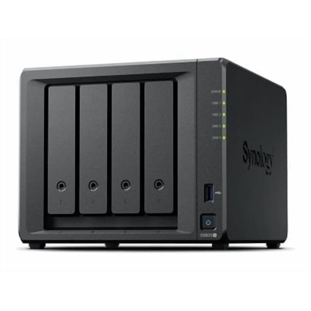 Synology 4-Baies DiskStation DS925+ Appareil NAS avec un design Rectangulaire Élégant, Quatre Baies de Lecteur, Indicateurs d'État à DEL et un port USB avant. Offre des Vitesses de Lecture/écriture Séquentielles jusqu'à 522/565 Mo/s, Deux ports 2,5 Go pour une Mise en Réseau Rapide et Redondante, et un Stockage Extensible jusqu'à 180 to avec une Unité d'Extension DX525. Idéal pour le Stockage en Réseau, la Gestion des Fichiers, la protection des Données, la Virtual