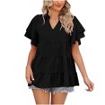 thumbnail image 1 of Birdeem Mode Femme T-Shirt Décontracté Col en V Manches Courtes Ample Blouse Tops, 1 of 5