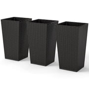 Outsunny Set of 3 Tall Planters, Indoor and Outdoor Flower Pot Set, Black