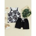 thumbnail image 2 of Honganda 0-3Y Baby Boy 2 Pcs Outfits Sea Tree Print Sleeveless Tank Tops Shorts Set Summer Clothes, 2 of 9