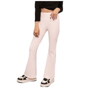 Wxirdiow Leggings for Girls Flare Leggings High Waist Bell Bottoms Yoga Pants For Kids Girls Athletic Leggings Pink Size,6-7 Years