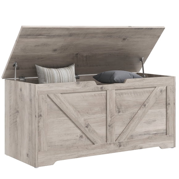HOMCOM Storage Chest for Living Room, Storage Bench, 39.4"W, Grey