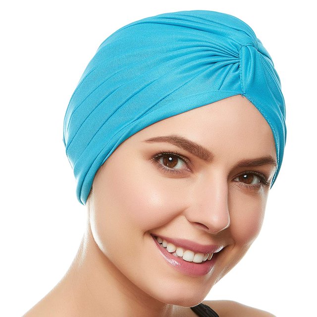 Beemo Bonnet de Bain pour Femmes Turban de Bain - Polyester Turban Torsadé Plissé Couvre-Tête - Turquoise