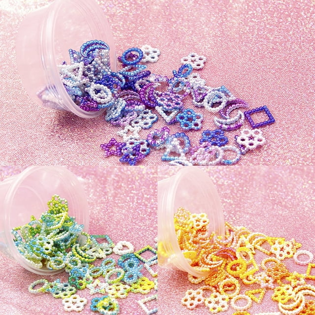 Perles de Fausses Perles Bricolage 3 Boîtes Mignonnes Perles de Table Dispersées Perles d'Imitation Perles